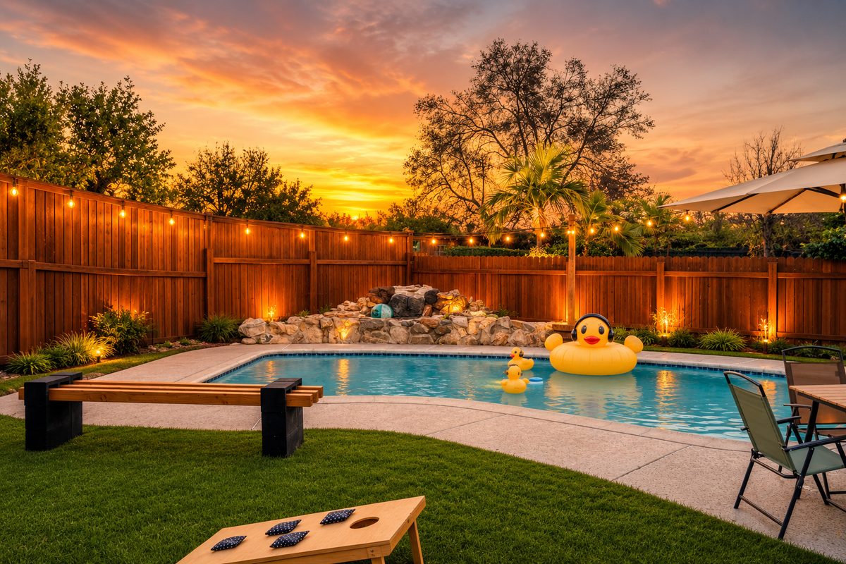 Casa Collective Co. property with pool at sunset